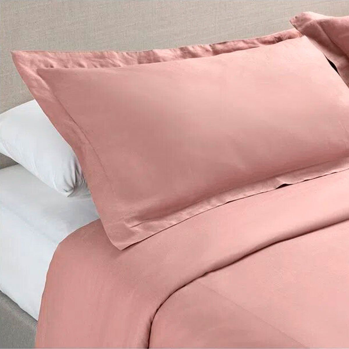 ROSEN - Funda Plumón Rosen Lino Pure Liso Súper king Rosa