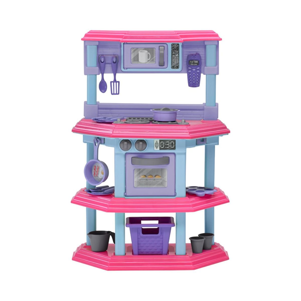 GAME POWER - Cocina Juguete Plastica Rosada + Accesorios 51x22x75Cm