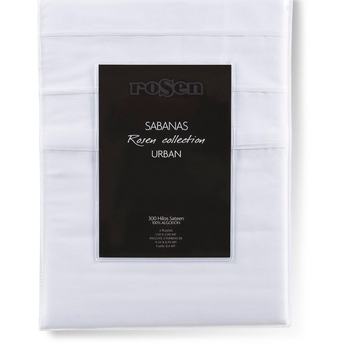 ROSEN - Sábana Rosen 300 Hilos Algodón Lisa Blanca Full