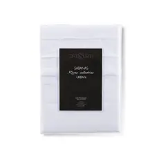ROSEN - Sábana 300 Hilos Algodón Lisa Blanca Full