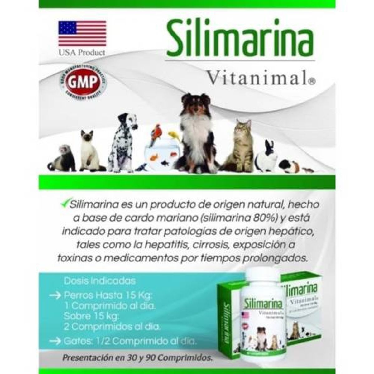 GENERICO - Silimarina Vitanimal 30 Comprimidos Suplemento Perro Y Gato