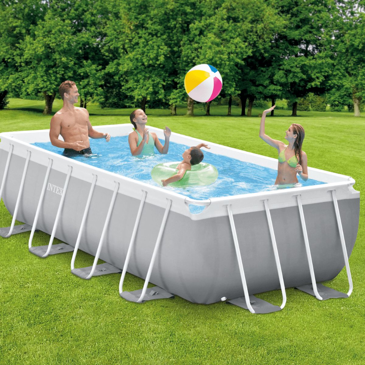 INTEX - Piscina Estructural Prisma Frame Set 400x200x100 Cm  Bomba  Escalera