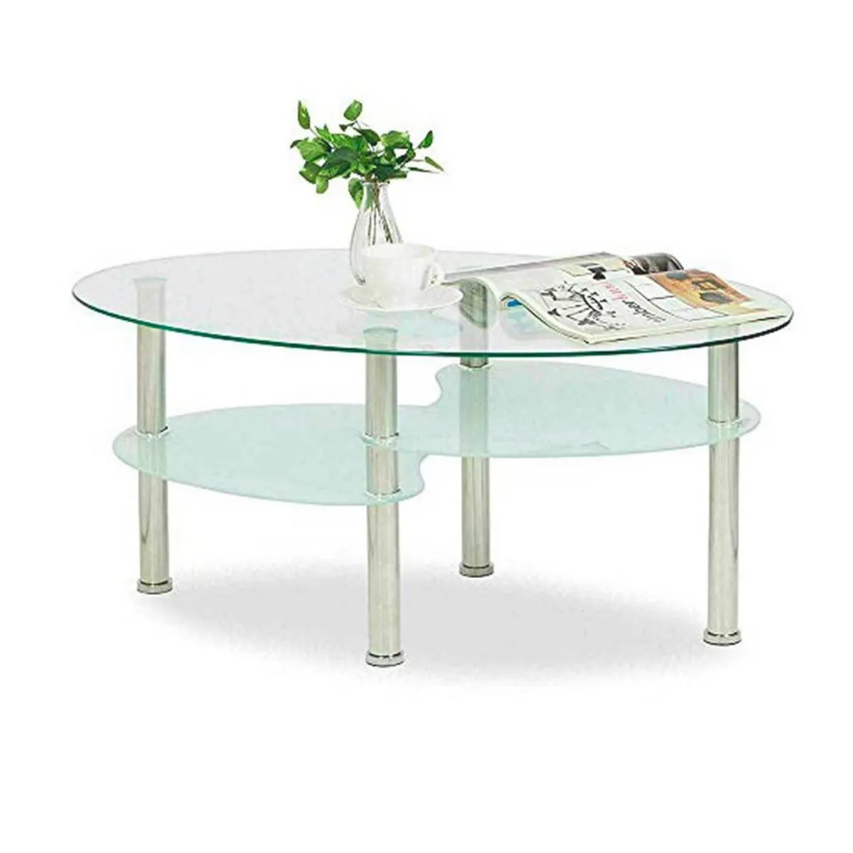 OEM - Mesa de Centro de Vidrio Templado Ovalado 023 T704543