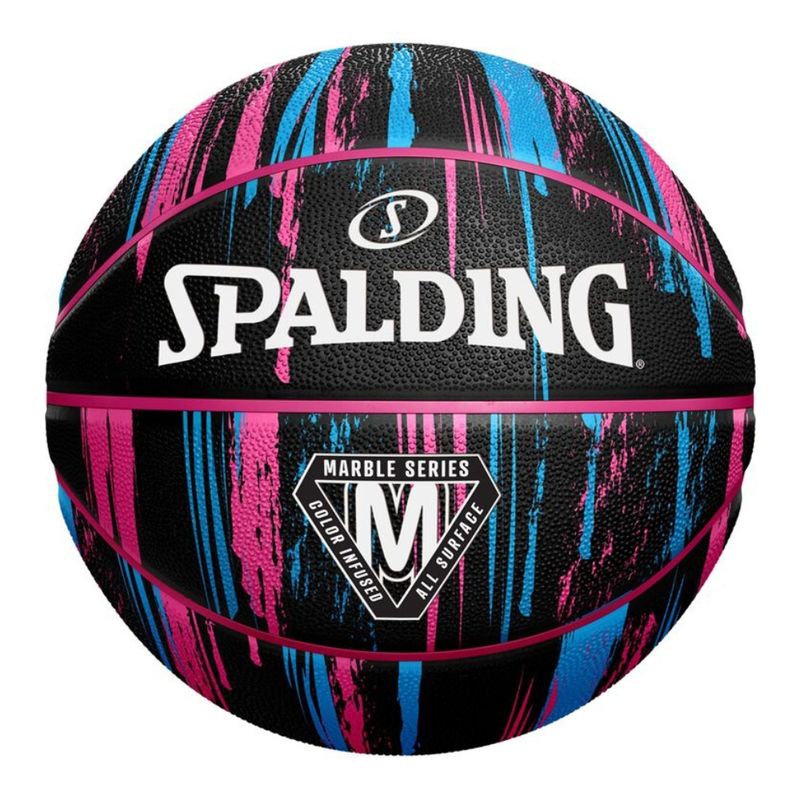 SPALDING - Balón Basketball Marble Series Tamaño 6 Negro Rosado Azul