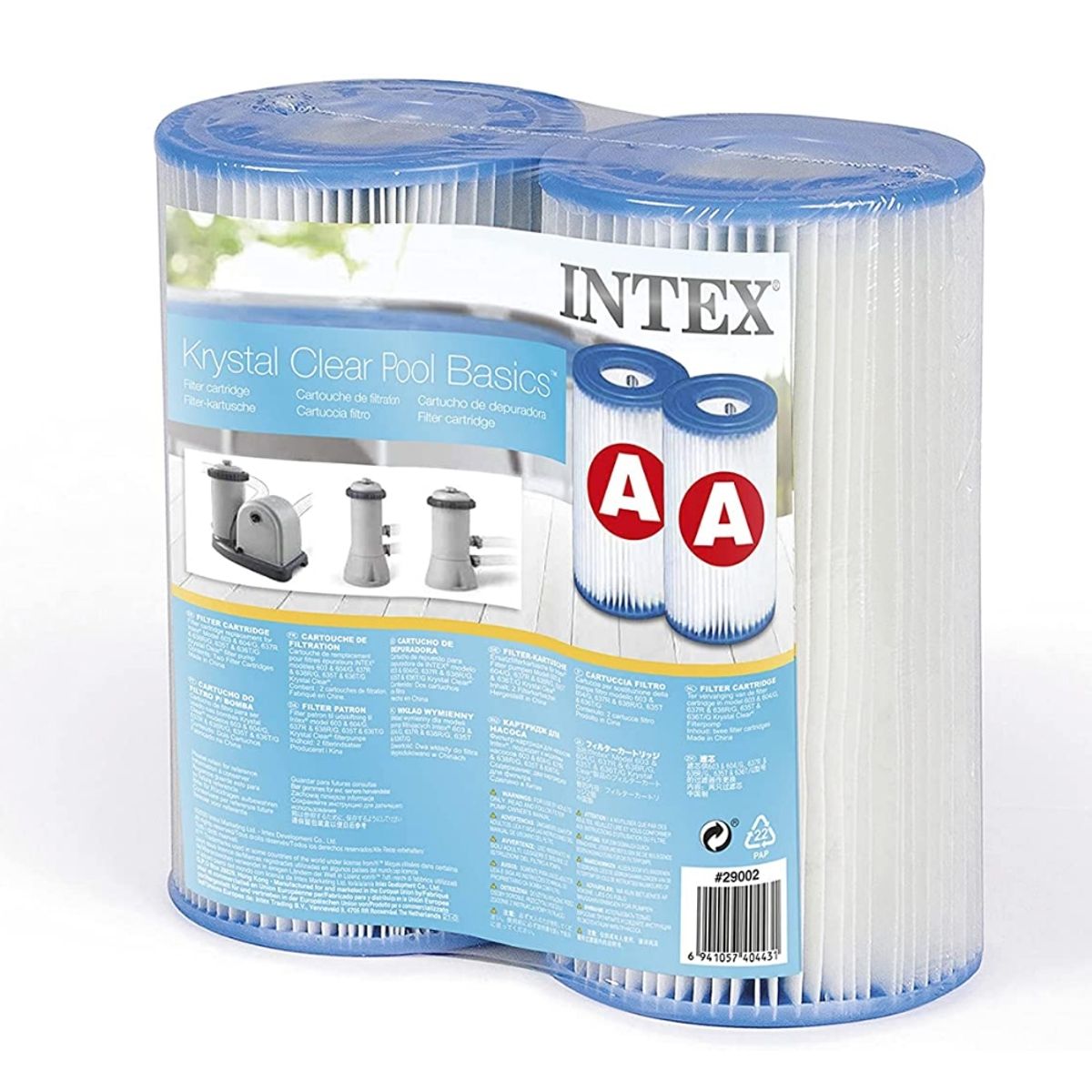 INTEX - Cartucho Filtro Tipo A para Bomba Pack 2 Unidades Filter Cartridge