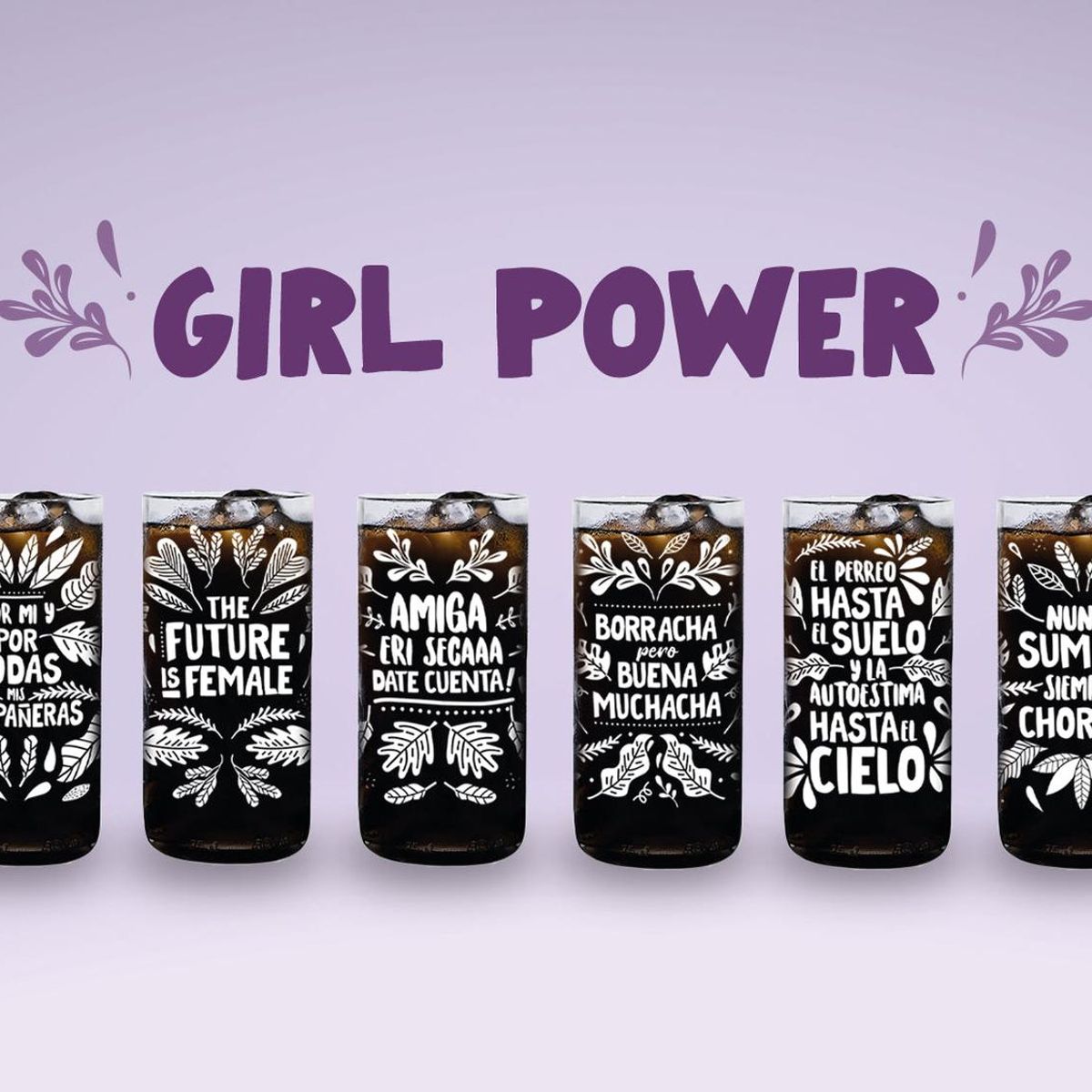 GREEN GLASS - Vasos Feministas Girl Power Juego de 6 Vasos