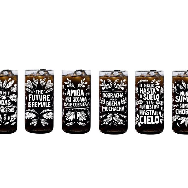 GREEN GLASS - Vasos Feministas Girl Power Juego de 6 Vasos