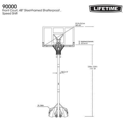 Imagen 2 del producto Aro de Basketball Portátil Tablero Policarbonato 122 x 84 cm 48″ Altura Oficial Front Court