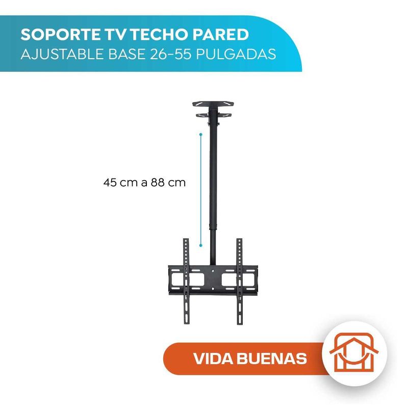 HOME DESIGN - Soporte Tv Techo Pared Ajustable Base 26-55