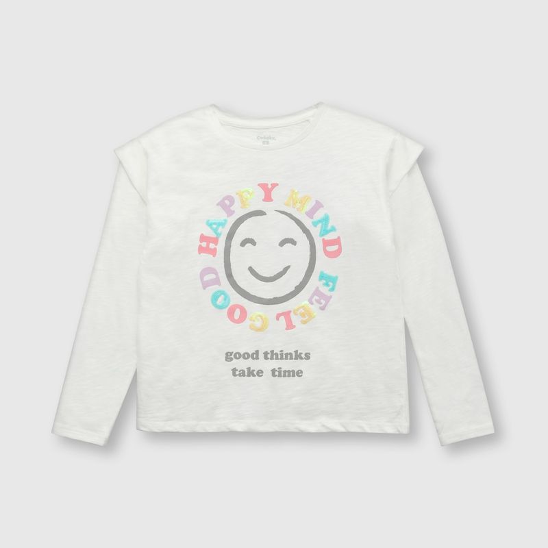 COLLOKY - Polera de niña smile blanca (2 a 12 años)._