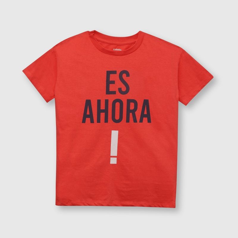 COLLOKY - Polera de niño reciclada naranja (2 a 12 años)._