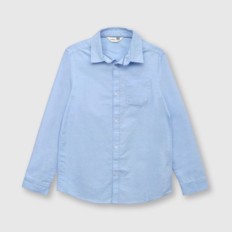 COLLOKY - Camisa de niño clasica oxford celeste (2 a 12 años)