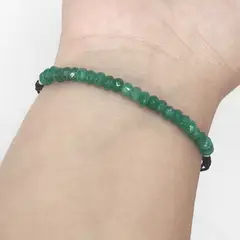 ANDREA COGGIOLA JOYAS - Pulsera Ónix Verde Facetada Cordón Negro Plata Fina 925