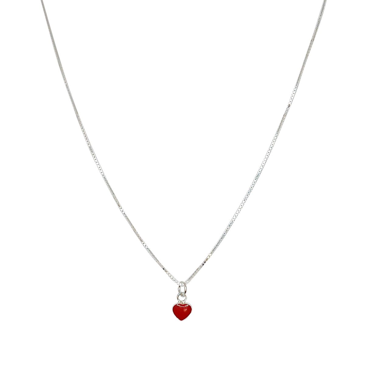 COGGIOLA - Collar Corazón Mini Esmaltado Rojo Plata Fina 925