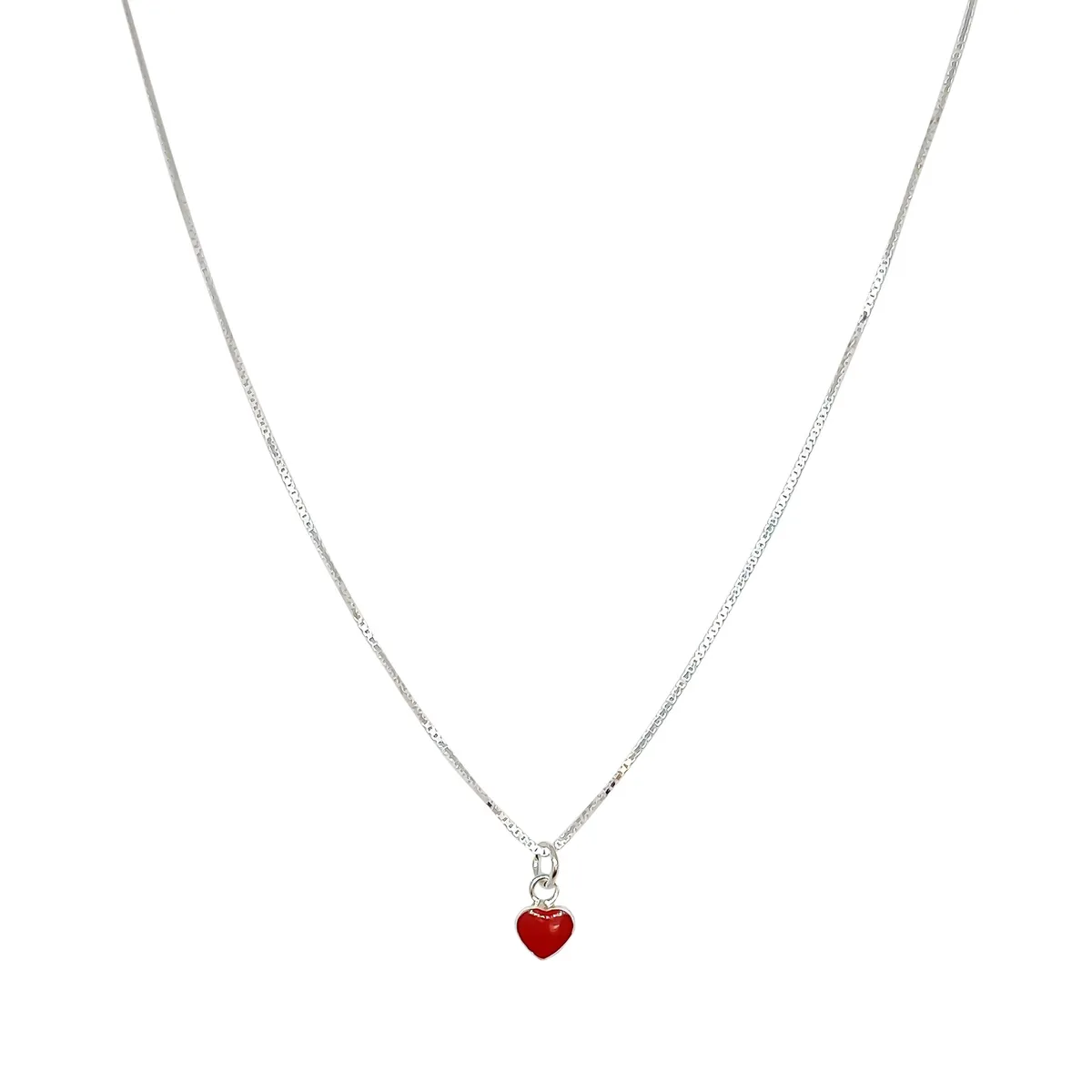 COGGIOLA - Collar Corazón Mini Esmaltado Rojo Plata Fina 925