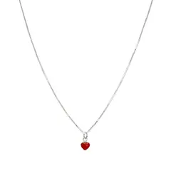 ANDREA COGGIOLA JOYAS - Collar Corazón Mini Esmaltado Rojo Plata Fina 925