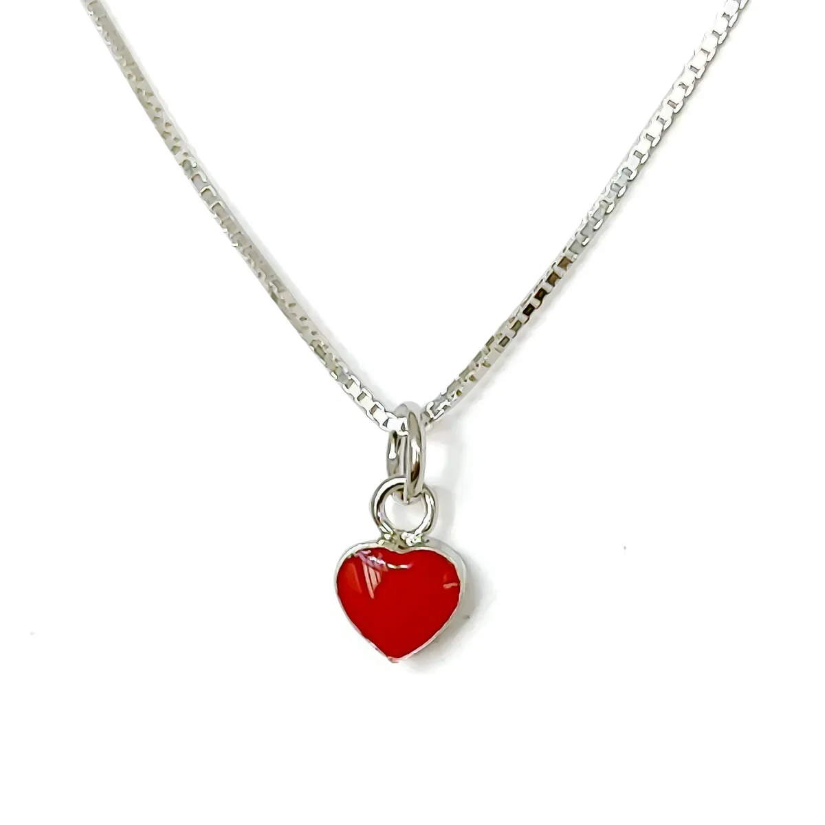 COGGIOLA - Collar Corazón Mini Esmaltado Rojo Plata Fina 925