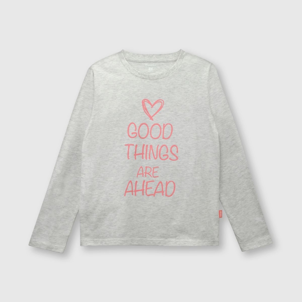 COLLOKY - Pijama de niña de algodón gris melange (2 a 12 años)