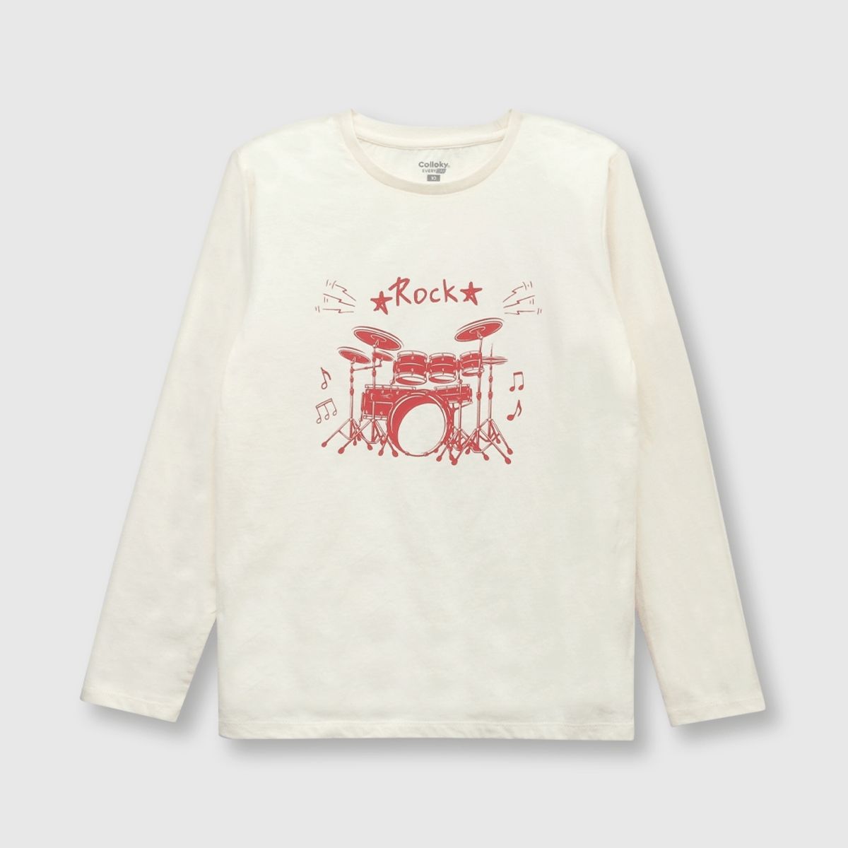 COLLOKY - Polera de niño estampada off white (2 a 12 años)