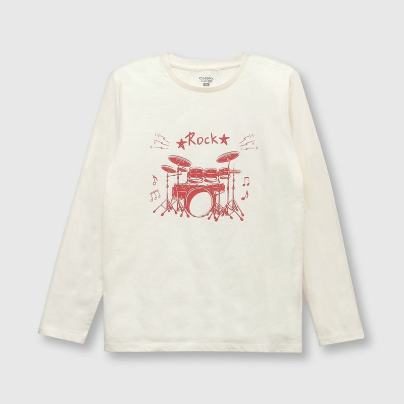 COLLOKY - Polera de niño estampada off white (2 a 12 años)