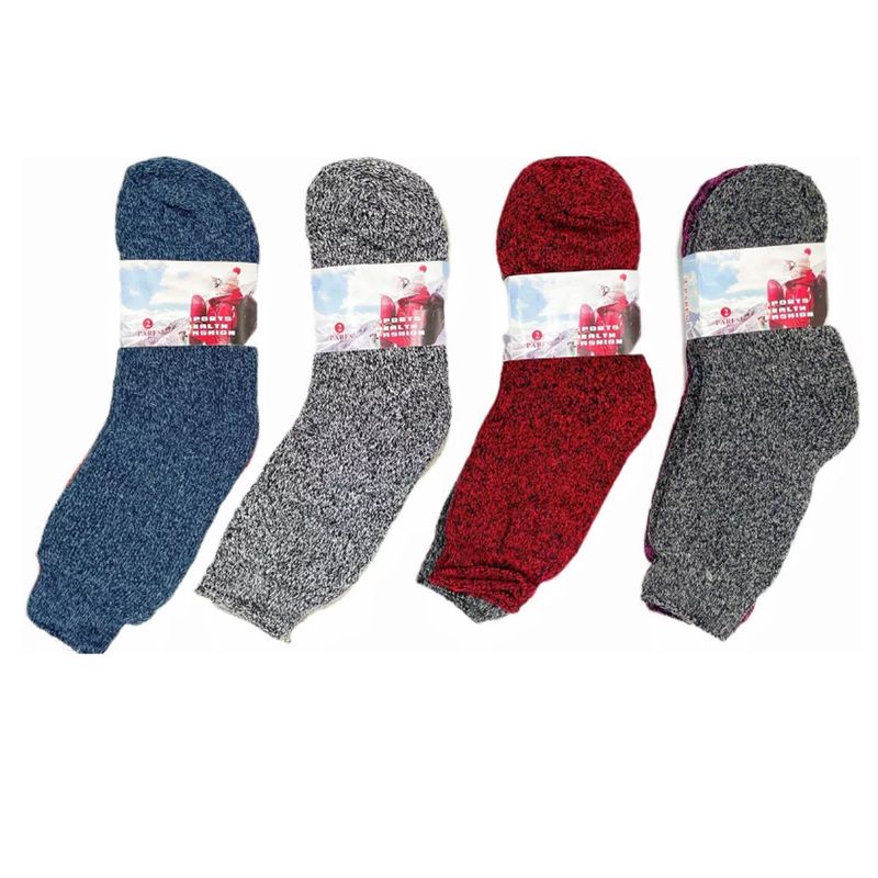 EVERSO - Preciox12pares Calcetin Gruesos Con Toalla Polar Para Mujer Liso