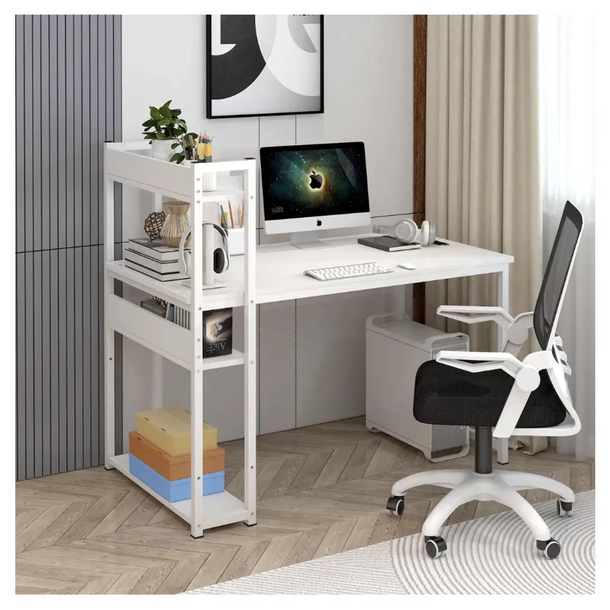 HOMER DESIGN - Escritorio H Oficina Madera Espesor 15mm 120x55x72cm 180832