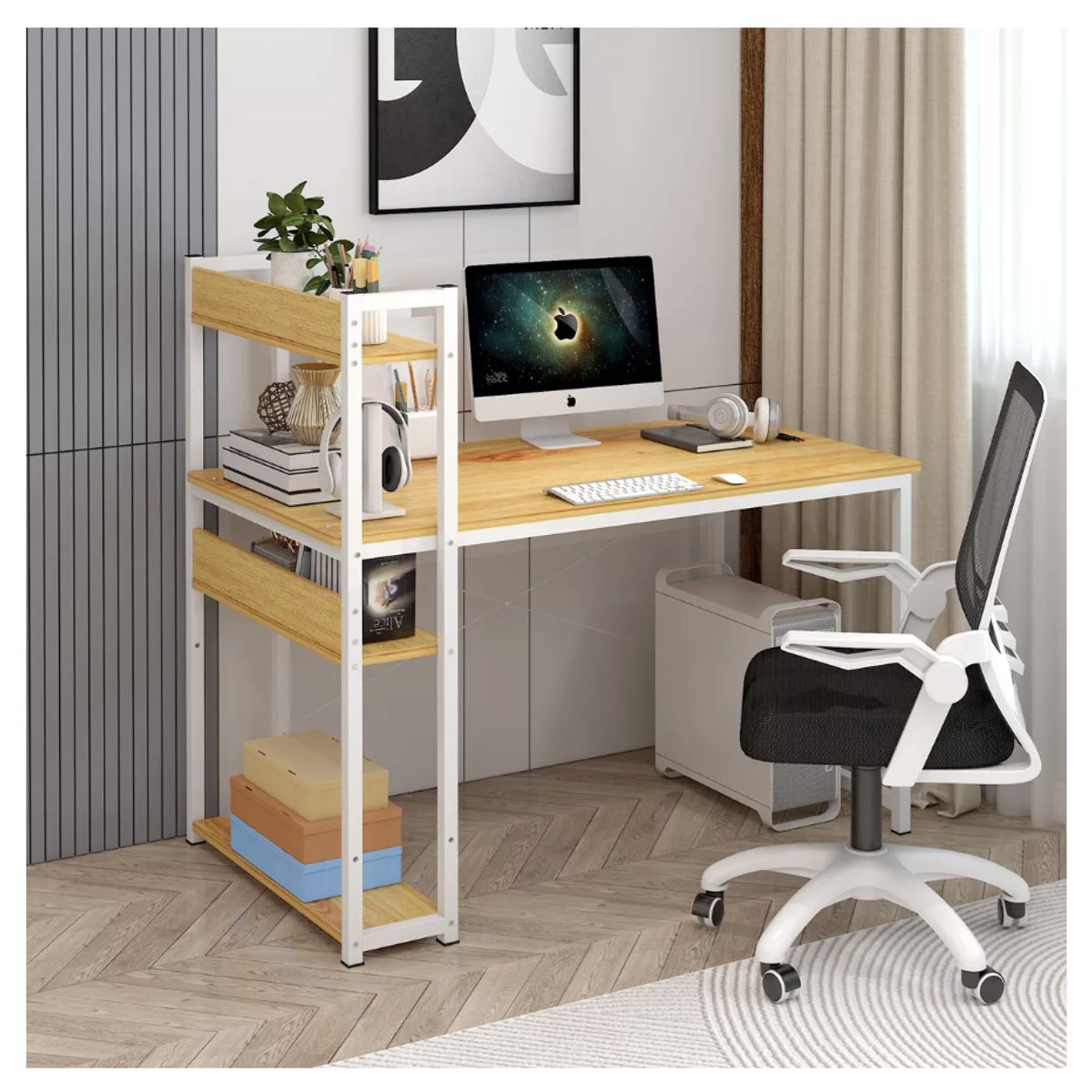 HOMER DESIGN - Escritorio H Oficina Madera Espesor 15mm 120x55x72cm 180908…