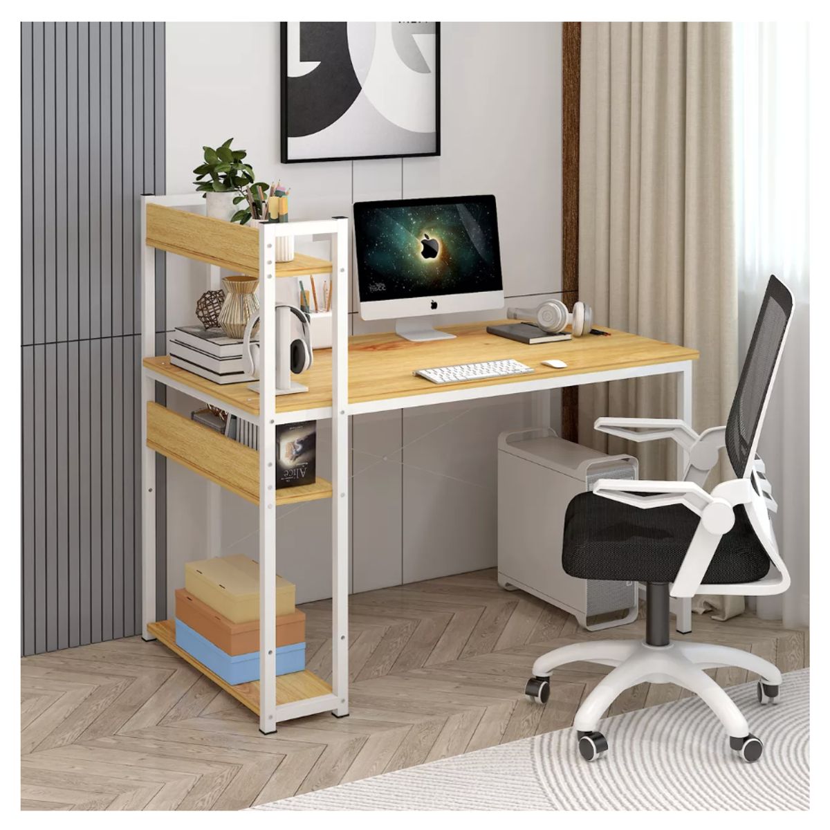 HOMER DESIGN - Escritorio H Oficina Madera Espesor 15mm 120x55x72cm 180908…