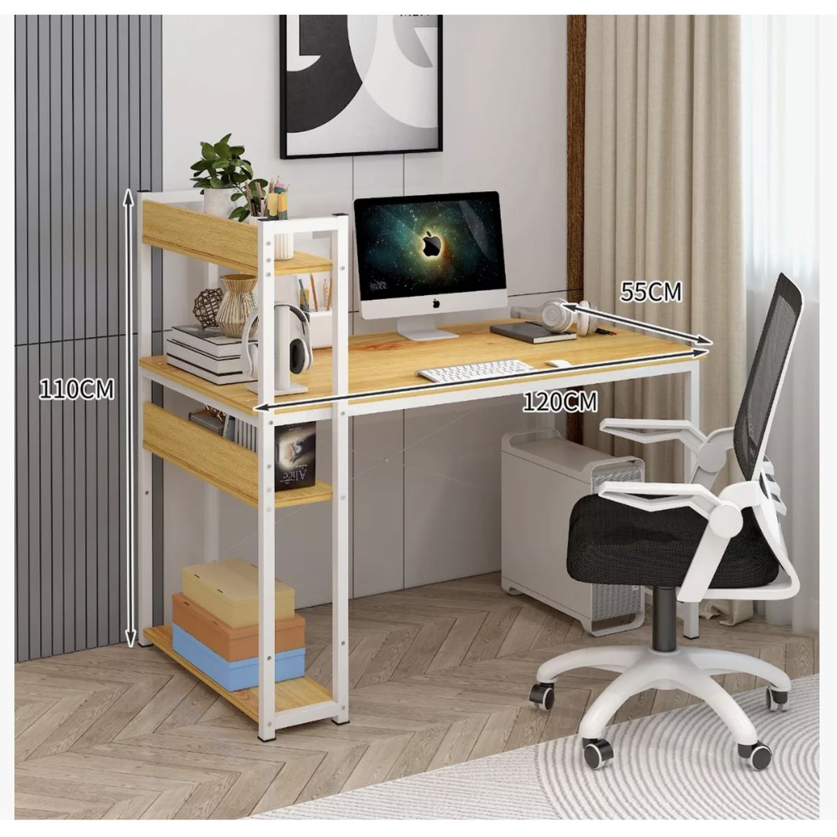 HOMER DESIGN - Escritorio H Oficina Madera Espesor 15mm 120x55x72cm 180908…