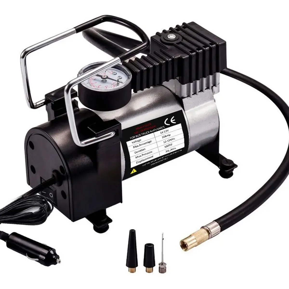 Compresor De Aire Para Carro Y Camioneta 12v Inflador Neumaticos Portatil Metalico Pro FIGOIMPORT, marca GENERICO - Foto 2