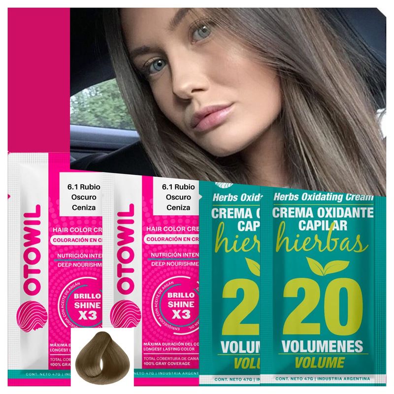 OTOWIL - PACK 2 TINTURAS DE CABELLO PERMANENTE CON ACEITE DE ARGAN