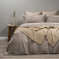 Funda Plumón Lino-Algodón Pure Liso 2 Plazas Topo