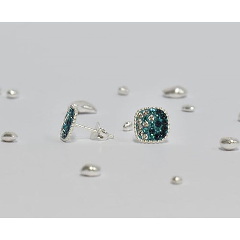 ROSETT - Aros cuadrados con fondo de color y piedras swarovski Plata ley 925