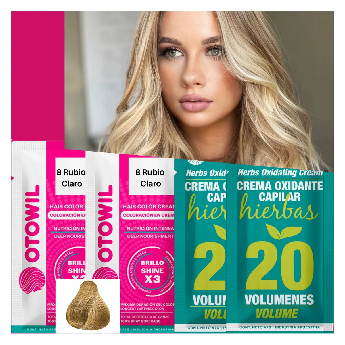 OTOWIL - PACK 2 TINTURAS DE CABELLO PERMANENTE CON ACEITE DE ARGAN
