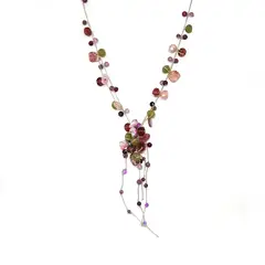 COGGIOLA - Collar Amatista Perla Río Cristal Hilo Seda