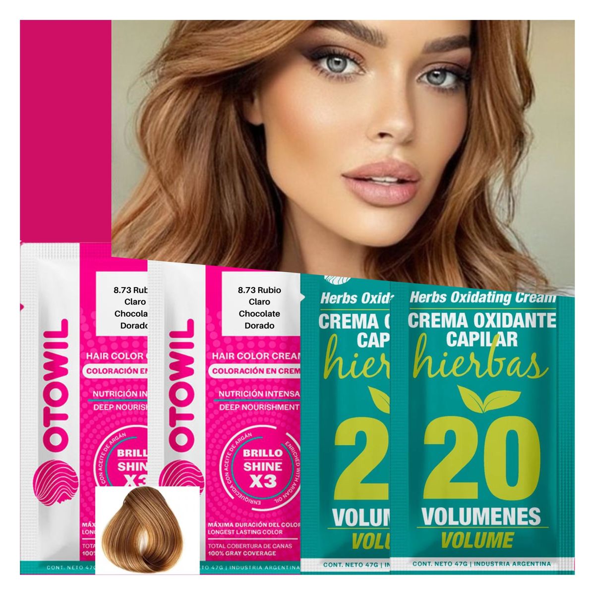 OTOWIL - PACK 2 TINTURAS DE CABELLO PERMANENTE CON ACEITE DE ARGAN.-