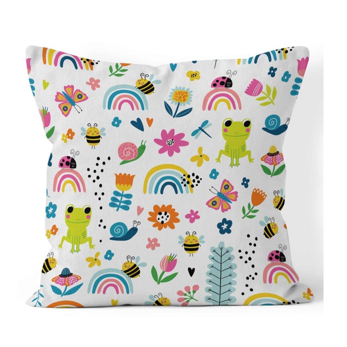 HOMASTTI - Funda Cojin Infantil 45X45 Arcoiris Blanco Lino Poly