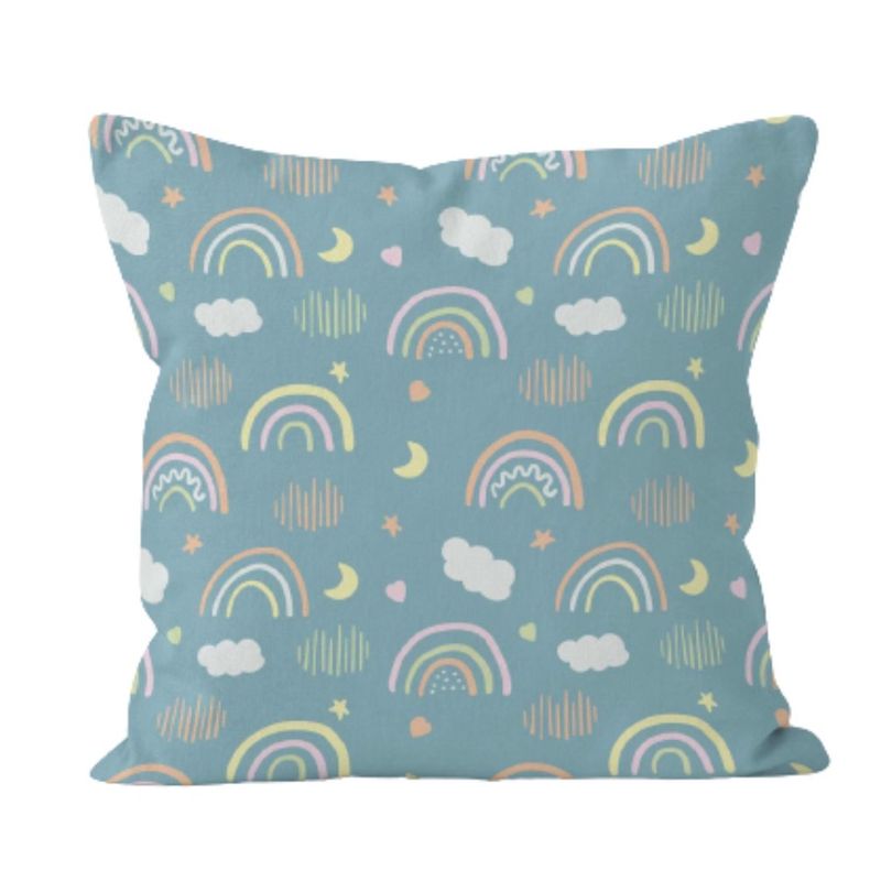 HOMASTTI - Funda Cojin Infantil 45X45 Arcoiris Celeste Lino Poly