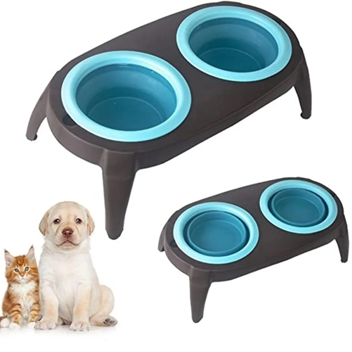 GENERICO - Tazones De Agua Y Comida Comedero Doble Para Mascota