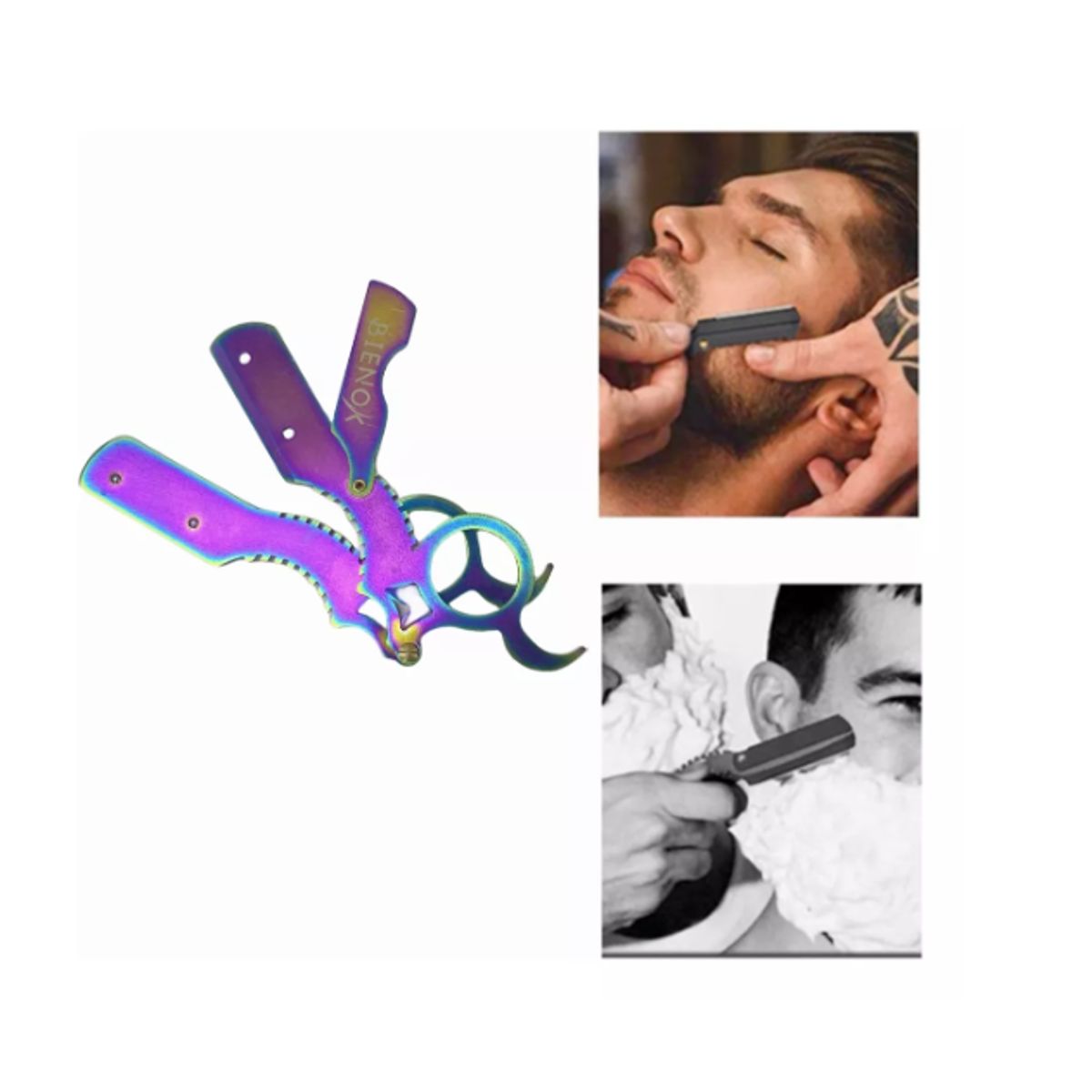 GENERICO - Navaja Dedo De Acero Inoxidable Tornasol Para Barberia