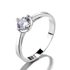 GENERICO - Anillo Plata 925 Solitario Circón Compromiso Mujer Elegante Joya