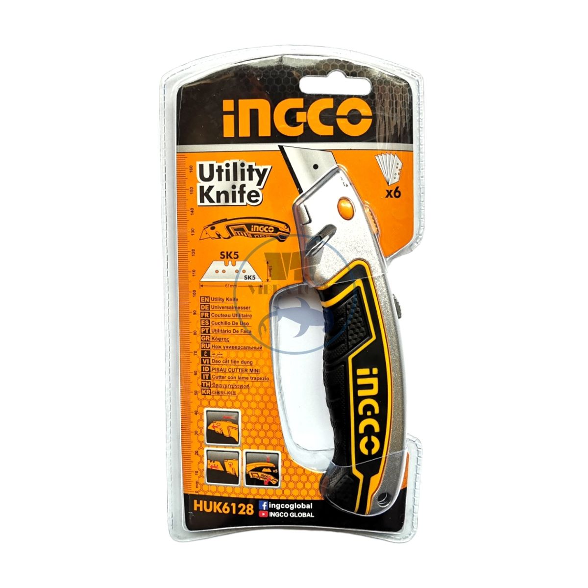 INGCO - Cuchillo Cartonero Retráctil Ingco + 6 Repuestos Sk5