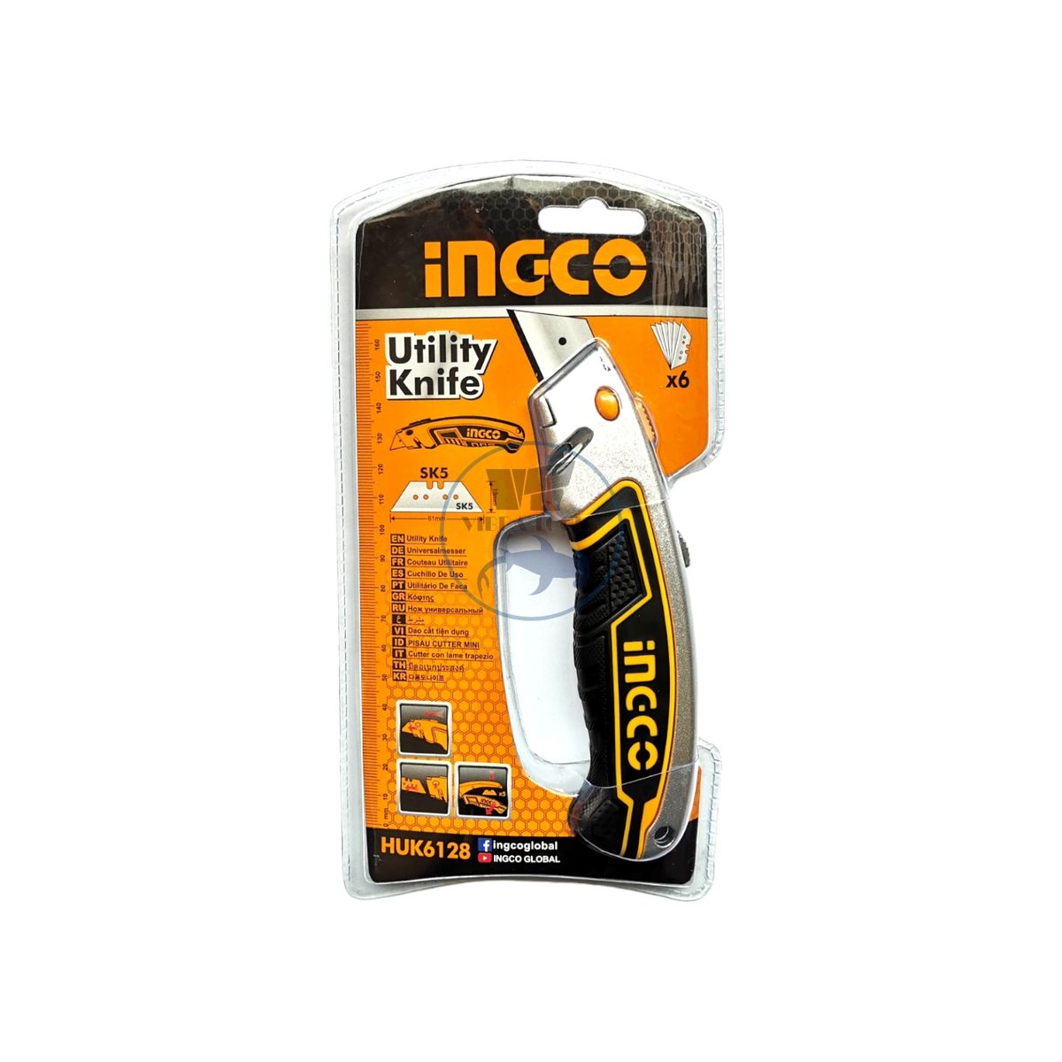 INGCO - Cuchillo Cartonero Retráctil Ingco + 6 Repuestos Sk5