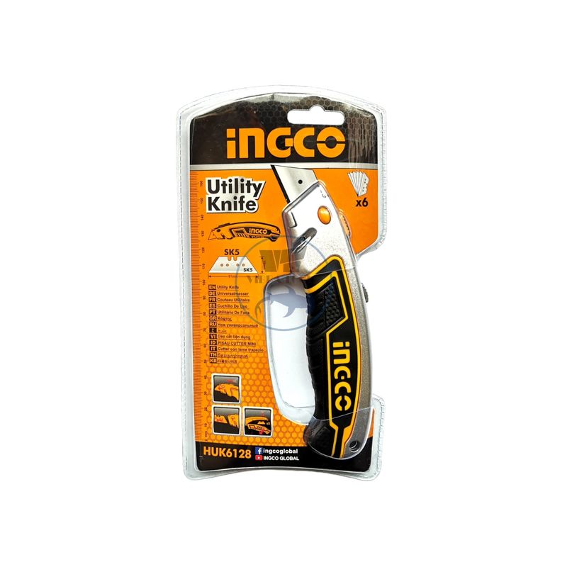 INGCO - Cuchillo Cartonero Retráctil Ingco + 6 Repuestos Sk5