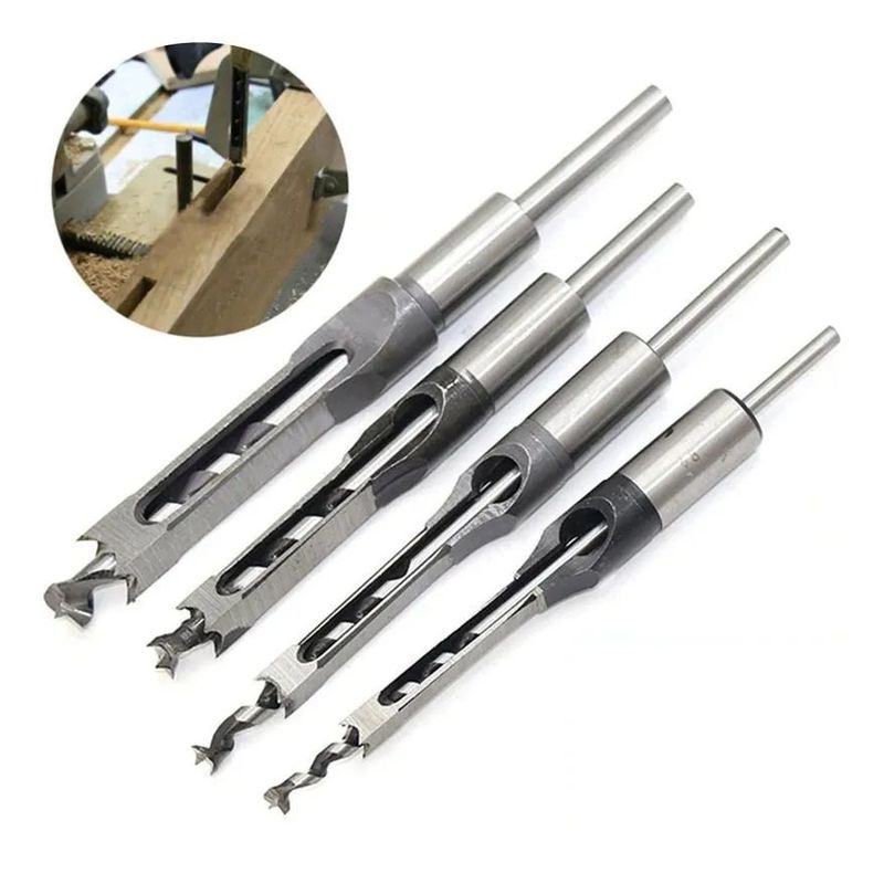 KUANGYE - Set 4 Brocas Cuadrada Cincel Mortaja Formón