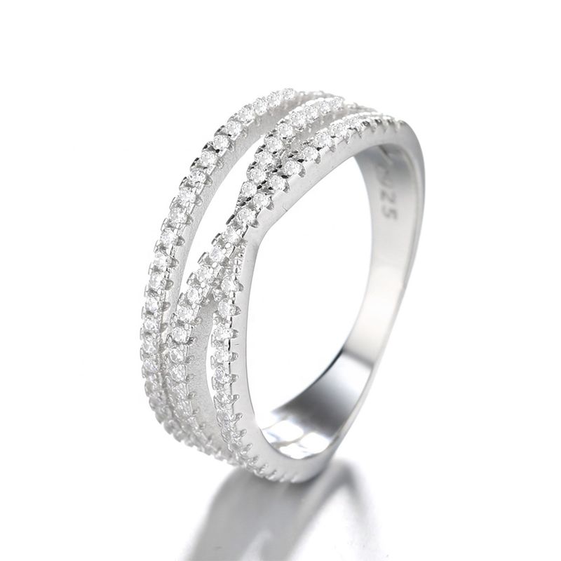 GENERICO - Anillo Plata 925 Mujer Circones Blancos Elegante Moderno Joya