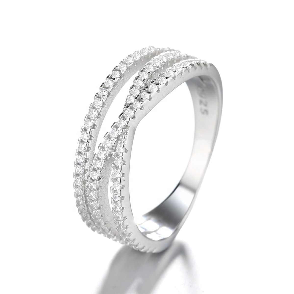 GENERICO - Anillo Plata 925 Mujer Circones Blancos Elegante Moderno Joya