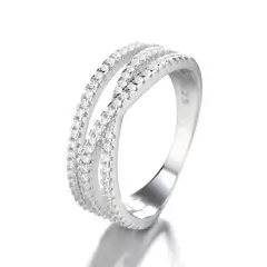 GENERICO - Anillo Plata 925 Mujer Circones Blancos Elegante Moderno Joya