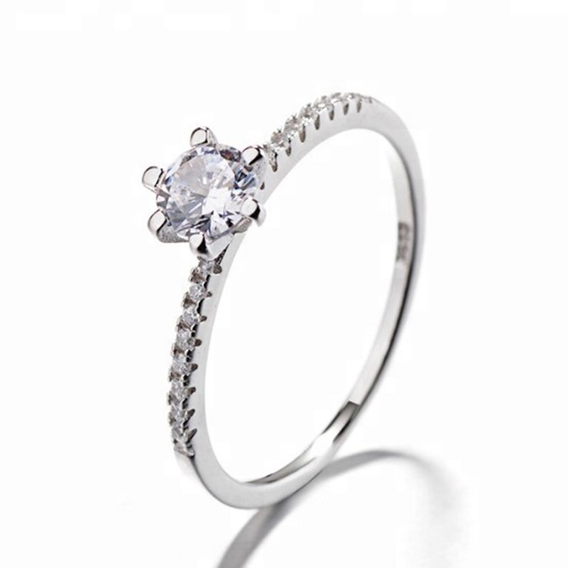 GENERICO - Anillo Plata 925 Solitario Compromiso Circón Elegante Joya Mujer