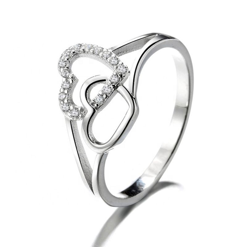GENERICO - Anillo Plata 925 Compromiso Mujer Corazones Elegante Amor Joya